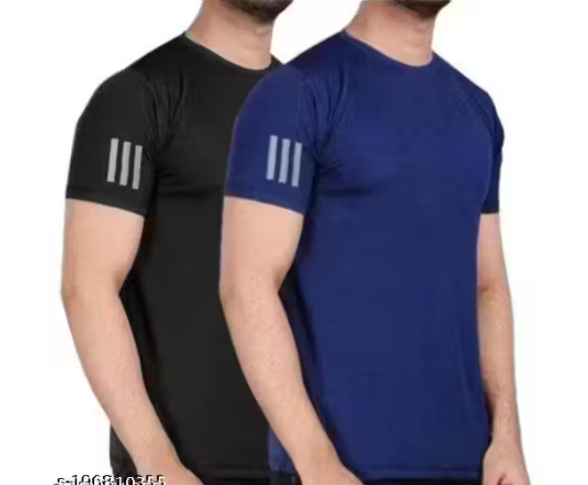 Sports Wear Reasonable Price T-shirts Colour Black & Navy Combo pack of Two