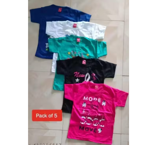Trendy Girls Cotton Tshirt Pack of 5