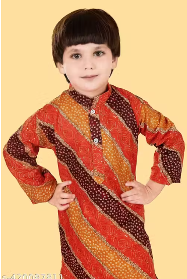 STYLISH KIDS ETHNIC ORANGE KURTA AND PAYJAMA SET