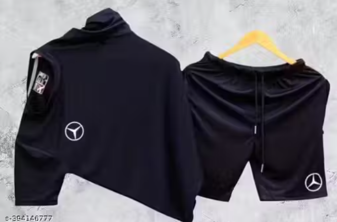 Summer Wear T-shirt and Shorts Set(Black)
