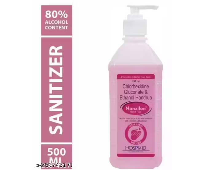 nanzilon Handrub 24 Hours Protection - 99.99% Effective Against Germs Spray Pump Hand Sanitizer Bottle + Dispenser (500 ml)