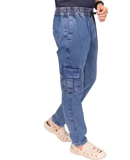 mens cargo jeans Man Denim Cargo Jogger Pant Trendy Jogger Trouser For Mens