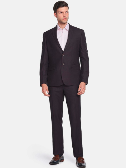 Men 2-Piece Self Design Single-Breasted Suit