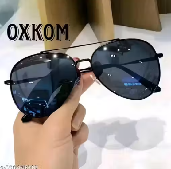OXKOM Latest Casual Aviator Full Black Sunglass