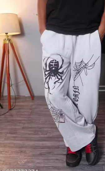 Men's Grey Printed Straight Baggy Fit Joggers/Track Pants "MAKDI" Print for men's-boys GREY