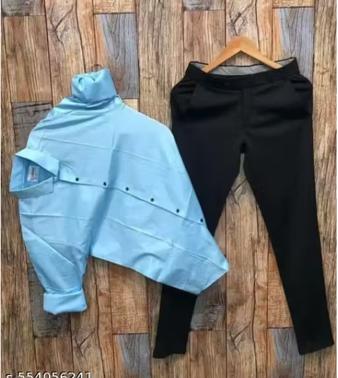 Mans Stylish Shirt Pent Pair trouser lowers uppers cotton shirt Men Regular Fit Solid Curved Collar Casual Shirt