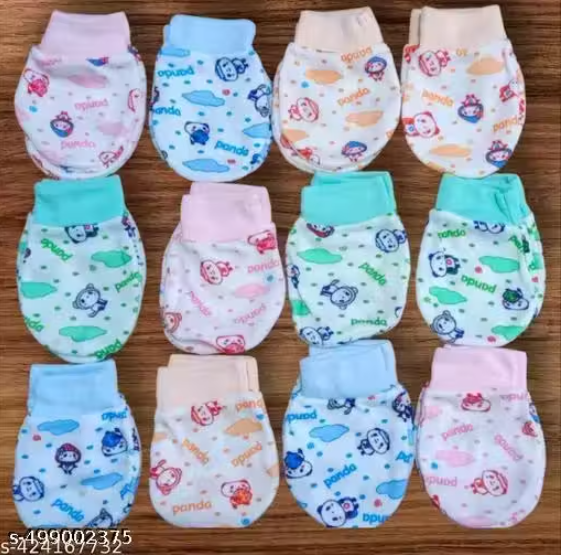 Newborn Baby Cotton with Rib Hand Mittens Set